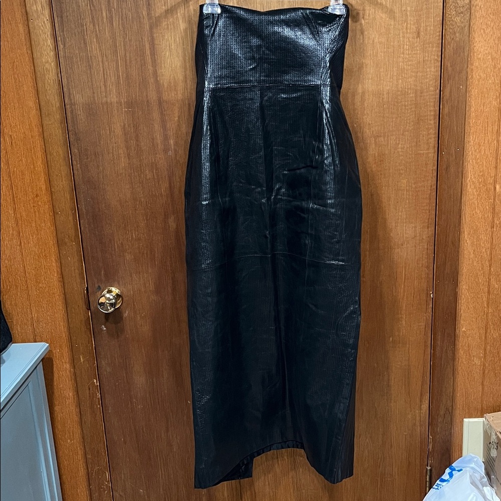 Newport News Shiny Black Halter Dress